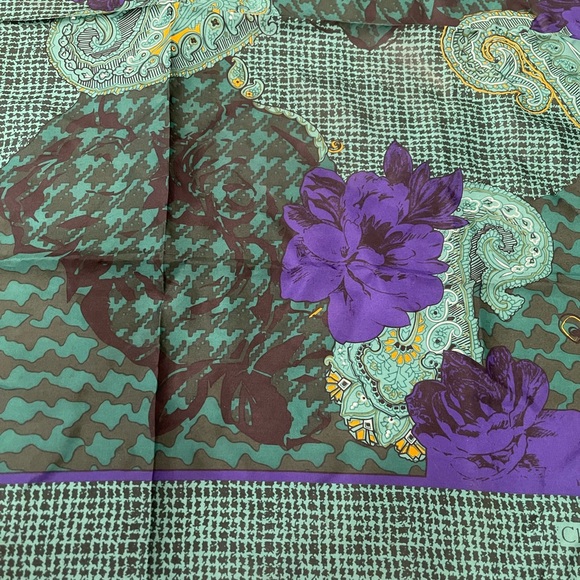 VINTAGE 80s Christian DIOR Scarf 100% Silk Echarpes Paisley Floral Scarf Korea - Picture 5 of 11